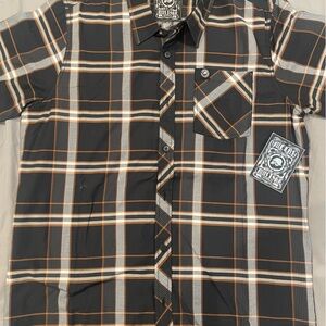 Metal Mulisha Black and Brown Casual Button Down Shirt